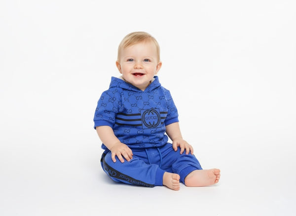 Designer Look Baby Tracksuit | Comfy Blue Hoodie & Trousers 2-Piece Set