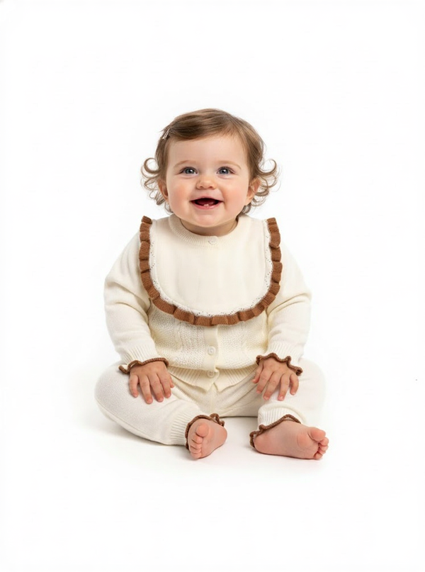 Elegant Baby Knitted Cardigan & Trouser 2 piece set